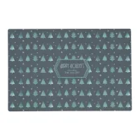 Christmas Trees and Snowflake Pattern Teal ID863 Placemat