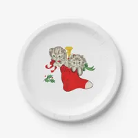 Christmas Kittens Retro Paper Plates