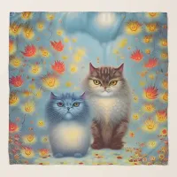 Two Paws Think Alike - Cat Couple in Autumn Scarf