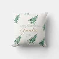 Green  White Pagoda Christmas Tree First Christmas Throw Pillow