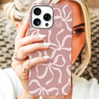 Dusty Rose Bow Monogram iPhone 16 Pro Max Case