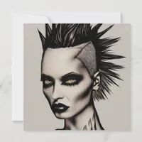 Fierce Woman in Mohawk and Piercings Gothic Punk