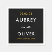 Minimalist Fancy Black Wedding Monogram Napkins