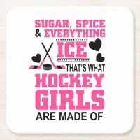 sugar spice and everything ice girls hockey square paper coaster