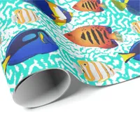 Aquarium Owner Tropical Reef Fish on Coral Wrapping Paper