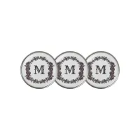 Elegant Purple and Silver Framed Monogram  Golf Ball Marker