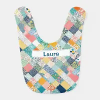 Patchwork Print Cute Pretty Colorful Personalized Baby Bib