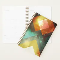 Seventies Orange Abstract Techno Triangles Planner