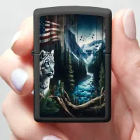 Snow Leopard Dreams of Mountain Stream Zippo Lighter