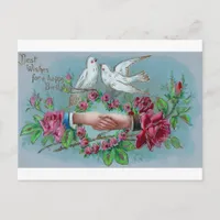 Doves and Handshake Birthday Postcard