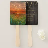 String Lights and Sunset Wedding Ceremony ID525 Hand Fan