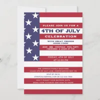 4th of July American BBQ Cookout Family Pool Party Invitation