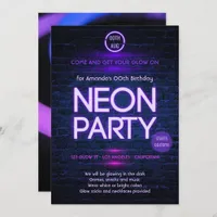 Glow in the Dark Neon themed party invitation