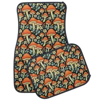 Retro Mushrooms Vintage Flowers Car Floor Mat