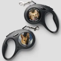 Custom Two Photos Black Tan German Shepherd Quote Retractable Pet Leash