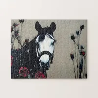 Horse and Roses Postcard Jigsaw Puzzle