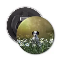 Cute Dalmatian Puppy in Daisies Bottle Opener