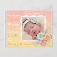 Gorgeous Pastel Baby Birth Announcement