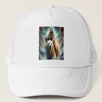 (AI Generated ) Jesus on a polar bear 5x7 Trucker Hat