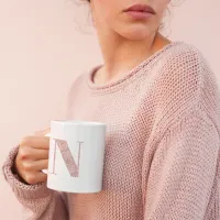 Rose Gold Faux Glitter Monogram N Coffee Mug