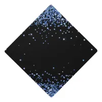 Fun Blue White Crystal Glitter Sparkle Graduation Cap Topper
