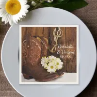 Cowboy Boots Daisies Horse Bit Western Wedding Napkins