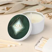 Fine Lines Gold Abstract Wedding Emerald ID867 Mini Candle Favors