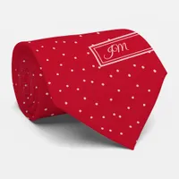 Festive Red Pink Polka Dot Add Initials Christmas Neck Tie