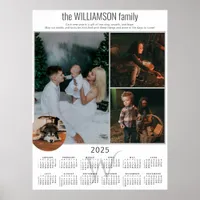 2025 Calendar 4 Photo Collage Family Keepsake Poster