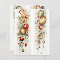 Bookmarks:  Christmas Trees Ornaments on Holiday Postcard