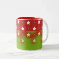 Merry Christmas Stars Pattern Two-Tone Coffee Mug