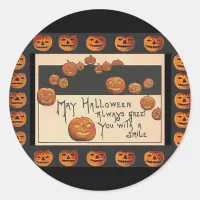 Vintage Smiling Halloween Jack o'Lanterns Classic Round Sticker