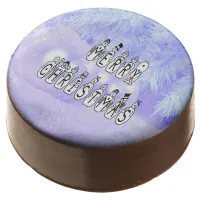 Merry Christmas Snow People Font, Blue Tint Snow Chocolate Dipped Oreo