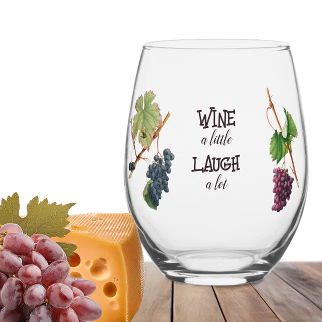 Wine a Little Laugh a Lot Funny Stemless Wine Glass