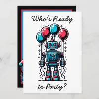 Robot Themed Boy's Birthday Invitation