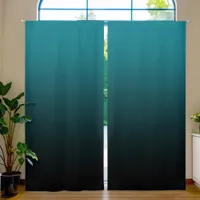 Dark Turquoise to Black Gradient Blackout Curtains