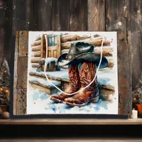 Cowboy Boots on the Front Porch Christmas Large Gift Bag