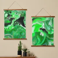 Lime Green and Black Marble Fluid Art    Hanging Tapestry