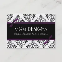 purple damask Business Cards