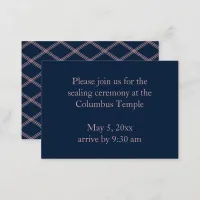 Navy Blue Diamonds Temple Sealing Invitation