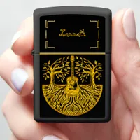 Gold Guitar Art Blends Nature and Music Zippo Lighter