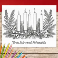 Coloring Picture Color In Advent Wreath & Candles Poster