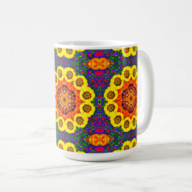 Golden flower kaleidoscope coffee mug