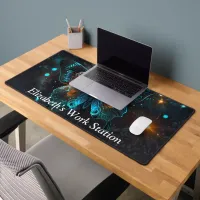 Plants growing on a world with bio luminescence  desk mat