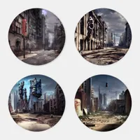 Abandoned City | Post Apocalyptic Dystopia  Coaster Set