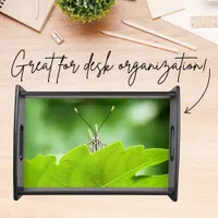 Funny Butterfly Peeks Over Leaf Serving Tray