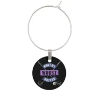 World's Worst Driver WWDc Wine Glass Charm