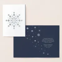 Snowflake and Snow Flurries Christmas Silver ID426 Foil Card