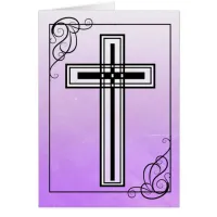 Purple Easter Religious Cross and Quote Card