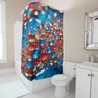 A Blue Gem with Gold Design  Shower Curtain